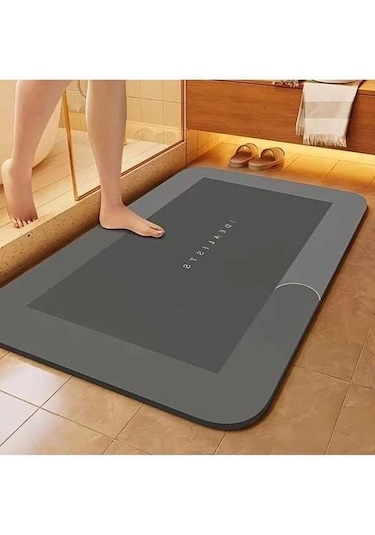 Trendooze Sunshine022 Gri Mavi 40x60cm Süper Emici Diatom Banyo Paspası Hızlı Kurur Gri Mavi