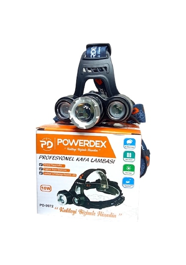 Powerdex Pd-9972 Profesyonel Şarjlı Kafa Lambası Avcı Balıkçı Mad Siyah