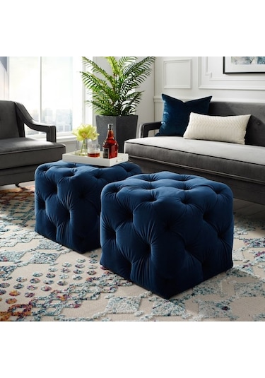 Deccostil Kapitoneli Kare Puf/Orta Sehpa/40Cm