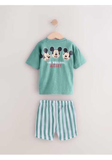 Erkek Çocuk Mickey Çizgili Şortlu Takım Mint Mint Yeşili