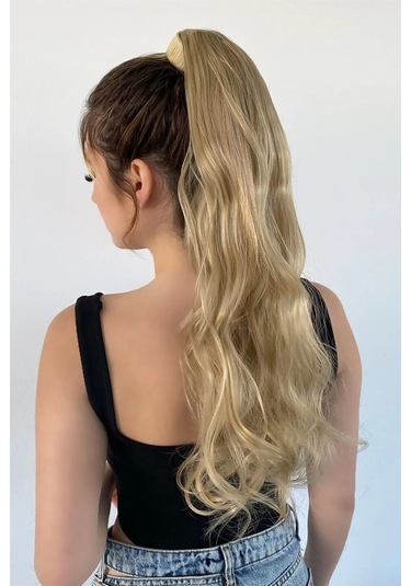 Caş Dekorasyon Küllü Sarı Çıtçıtlı Dalgalı At Kuyruğu Saç 16 Sarı