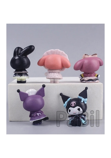 Hello Kitty Kuromi Anime 5 Li Figür Set 4 Cm Oyuncak Pasta Süsü