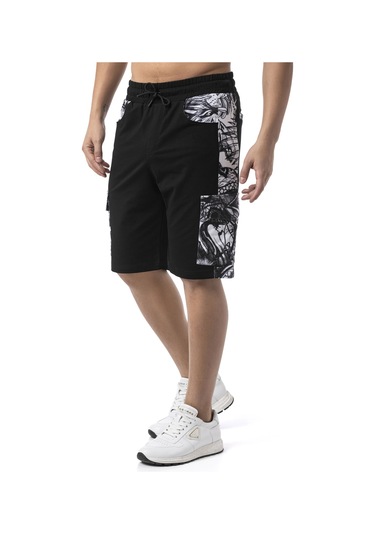 Ck298 Men S Side-print Urban Rebel Denim Capri Siyah