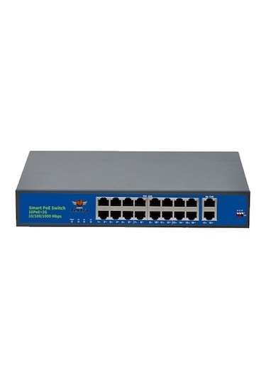 Tektra TKS-1620GBL-A 16 Port Poe + 2 Uplink Switch