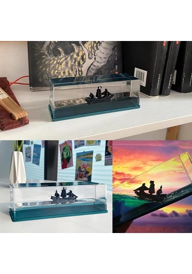 Dekoratif Batmayan Renkli Sulu Korsan Gemisi Figürlü Akvaryum İçinde