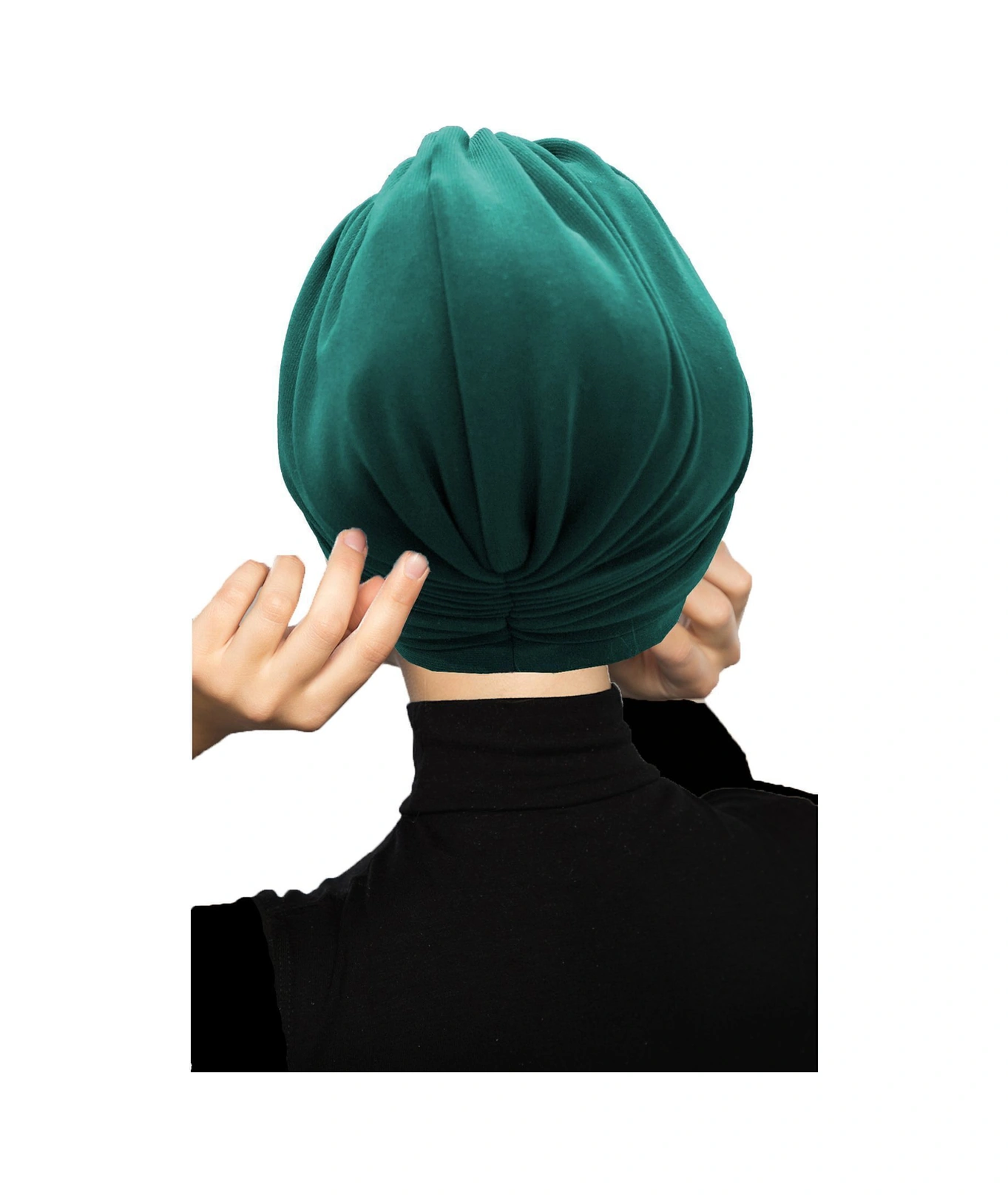 Çift Katlı Astarlı Yeşil Hazır Türban Tesettür Dış Ve Havuz Bonesi Hürrem