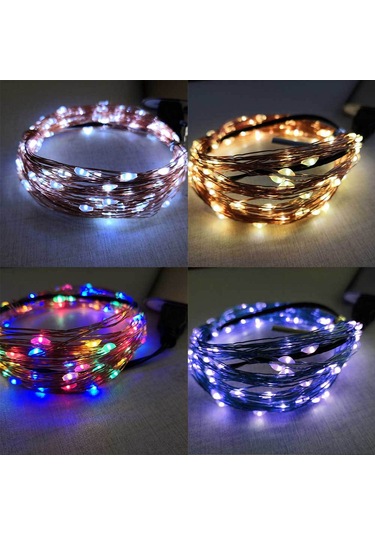 Fosenze Led Işıklı Bakır Tel Zincir, Noel Ve Tören Dekorasyonu, 5m 50 Işık, Sıcak Beyaz, Enerji Tasarruflu, Ev Bahçe Dekoru Ilık Beyaz