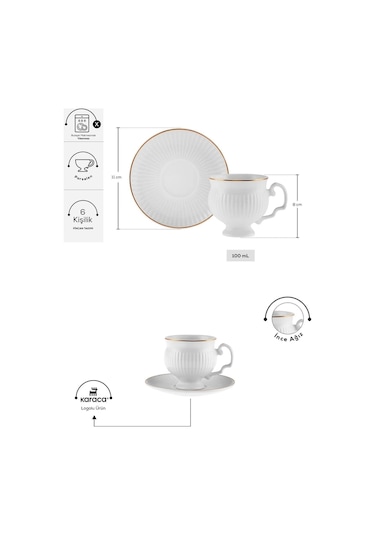 Karaca  Malta 6 Kişilik Kahve Fincan Takımı 100 ml