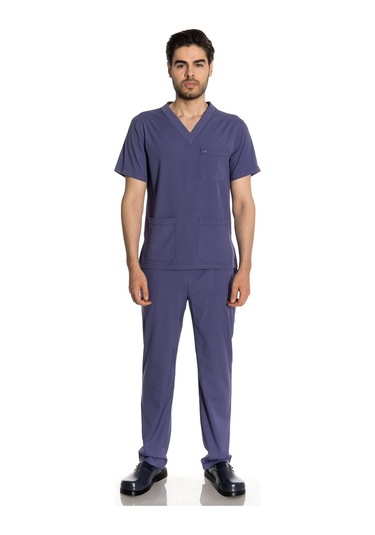 Unisex Likralı Duman Gri Scrubs