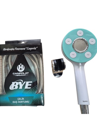 Bye 1.kalite 3 Fonksiyonlu Duş Başlığı Ve Duş Hortumu Seti Beyaz Mavi