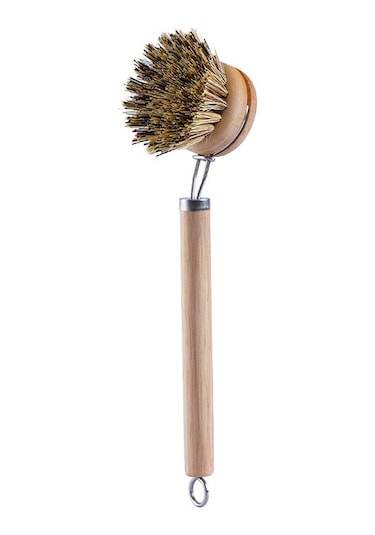 Yunboo Uzun Saplı Değiştirilebilir Tencere Fırçası - Doğal At Kılı Ve Kenevir Tüyle Ev Temizliği Aracı