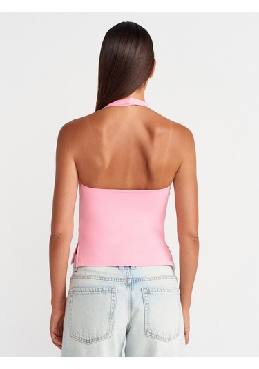 Dilvin 31753 Halter Yaka Top-pembe Pembe