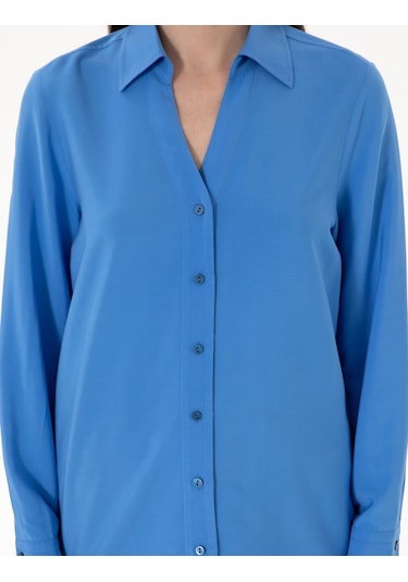 Pierre Cardin Kadın Mavi Gömlek Desenli 50311566-vr036 Mavi