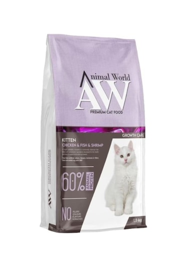 Animal World Kitten Tavuk Balık ve Karidesli Yavru Kedi Maması 1500 G