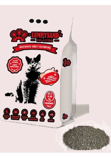 Lumpysand Bebek Pudralı Kokulu Gri İnce Bentonit Kedi Kumu 20 L