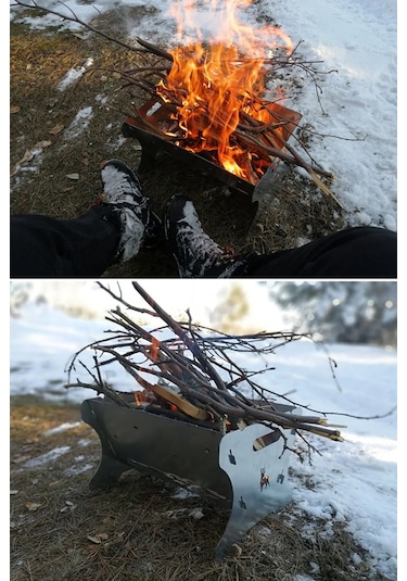 Katlanır Paslanmaz Mangal ve Ateş Çukuru 30x25cm - Çantalı