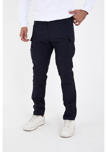 Camp Scoutland Camp592 Outdoor Softshell Su ve Rüzgara Dayanıklı içi Polarlı Kışlık Erkek Lacivert Taktik Pantolon Lacivert