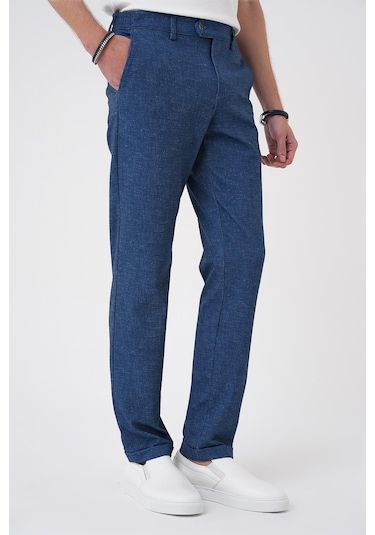 Efor Comfort Fit Kırçıllı Beli Lastikli Gece Mavisi Jogger Pantolon P 1176 Mavi