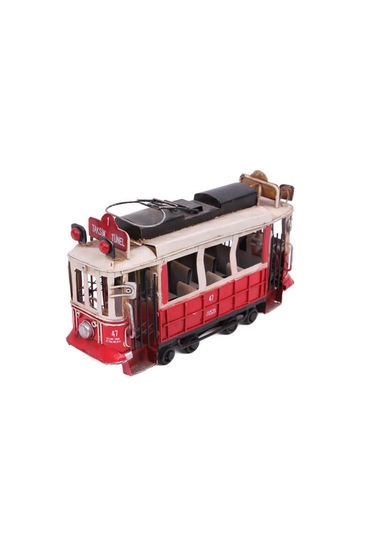 Vintage Istanbul Taksim Tramvay El Yapımı Metal Figür 24cm