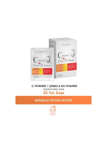 Voop C Vitamini D3 Vitamini ve Çinko 20 Saşe