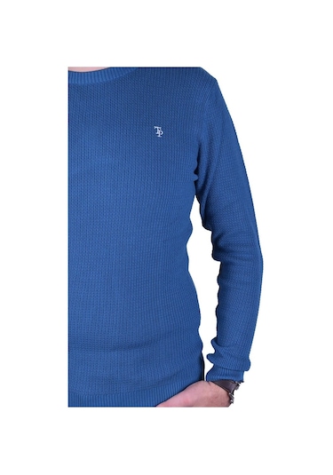 Erkek Mavi Bisiklet Yaka Kazak, Ot-Kzk-20013 Mavi