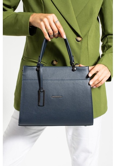 Kadın Omuz Çantası 30 25 Cm Kutu Model Çapraz Askılı Postacı Çanta Mega Çanta Business Kol Çantası Lacivert