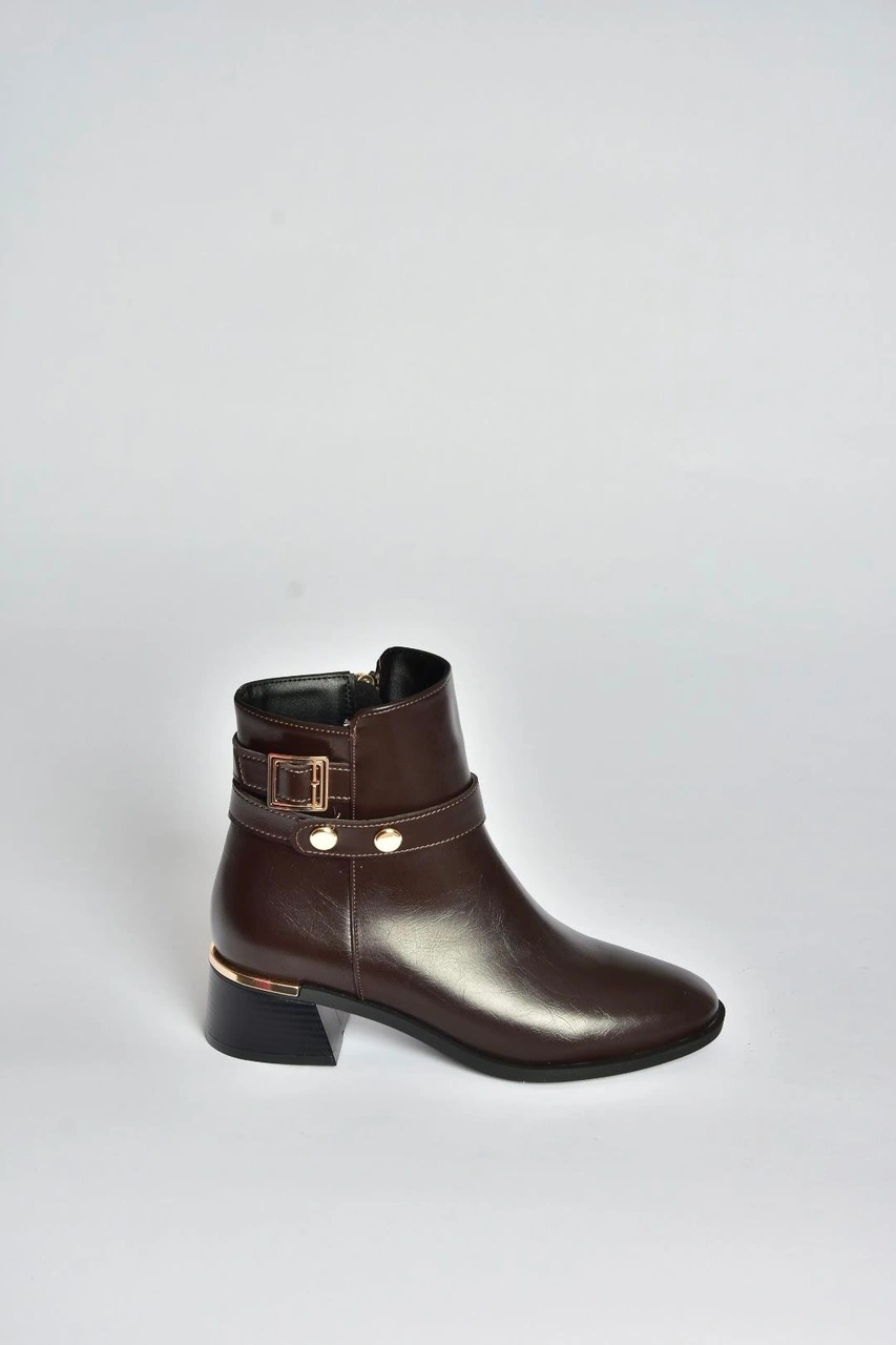 Fox Shoes V518978109 Kahverengi Kalın Topuklu Kadın Bot Kahverengi-suni Deri