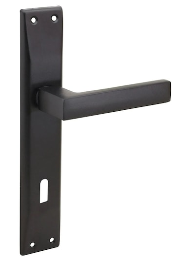 Kare Aynalı Kapı Kolu Oda Siyah 1 Takım 2 Adet Arkalı/önlü