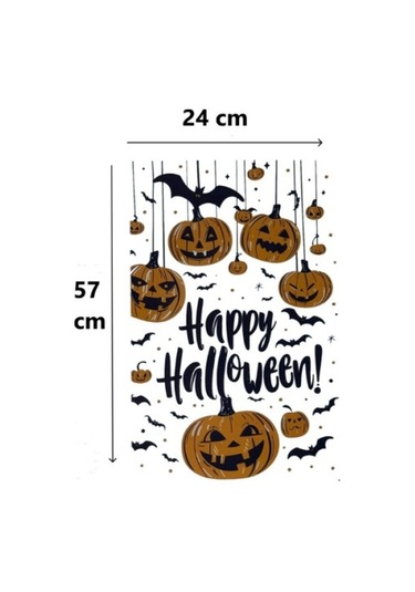 Periboia Halloween Temalı Balkabaklı Duvar Sticker Seti Karışık Renkli