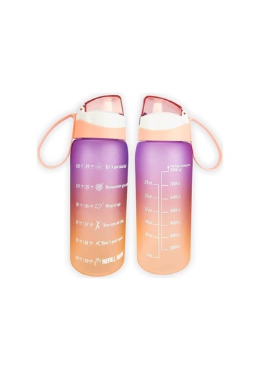 Digithome 1 L Çift Renk Ölçü Baskılı Motivasyon Sağlıklı Plastik Su Şişesi Yavruağzı 161646-162 C1-1-139