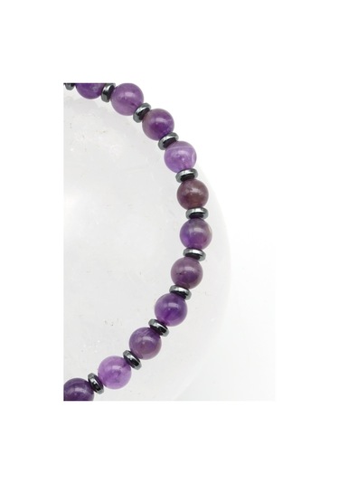 Ametist Doğal Taş Makrome Örme Bileklik Çok Renkli