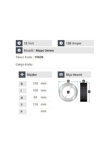 Nursan 161312 Statör 12v 120a Doblo.vectra