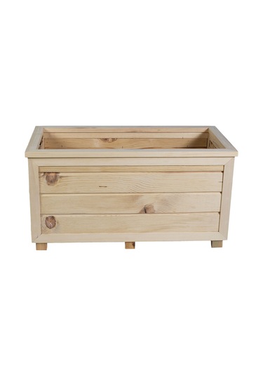 Kaf Ahşap Dekoratif Ahşap Saksı - Uzun / Naturel