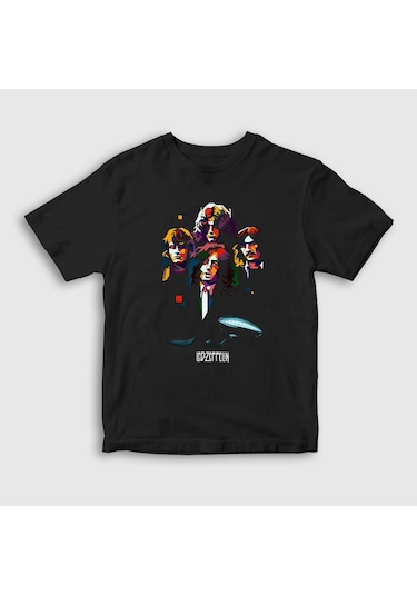 Presmono Unisex Çocuk Band V2 Led Zeppelin T-shirt Siyah