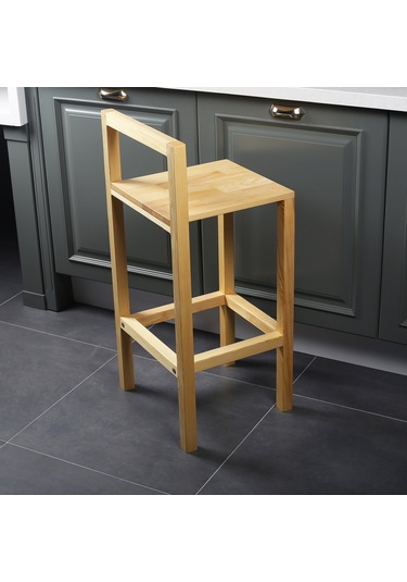 Diva Ahşap Bar Taburesi 68 cm Doğal Ahşap