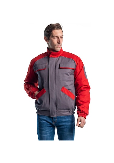 Şensel, Kapitoneli Mont, Gri-Kırmızı -91E2286- Iş Montu