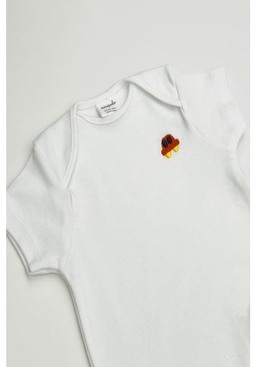 Miošše Baby Erkek Bebek Yarım Kol % 100 Pamuk 3'lü Çıtçıtlı Body & Zıbın Karışık Renk