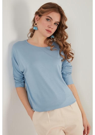 Lela Bisiklet Yaka Truvakar Kol Bayan Bluz 5861416Y Bebe Mavi