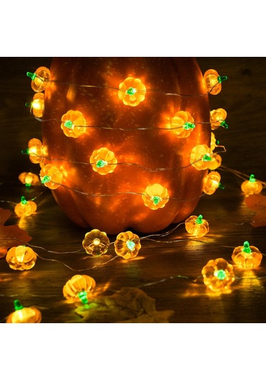 Pil İle Çalışan Balkabağı Işıkları, 16,4 Ft 50 Led Sonbahar Işıkları Dış Mekan Su Geçirmez, Turuncu Cadılar Bayramı Şükran Günü Işık Dizisi, İç Mekan Dekoru Çok Renkli