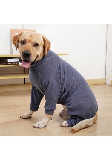 Geeksen Kışlık Köpek Polar Montu - Isı Sağlayan Yünlü Dokuma, Turtleneck Dört Bacaklı Pet Giysisi Gri Mavi, M Ya002v031