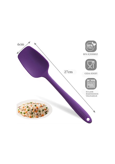 Silikon Kaşık Seti 3lü Büyük Boy Yanmaz Yapışmaz Çizmez Özel Renk
