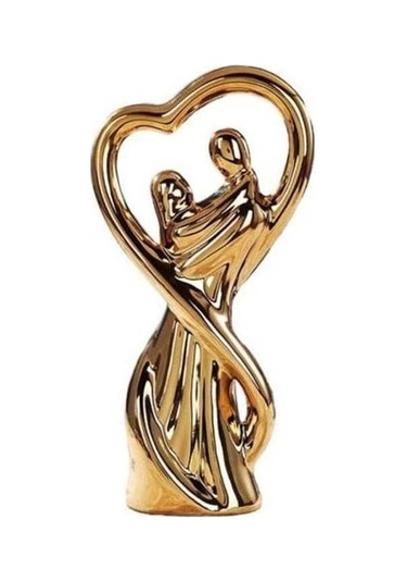 Novahub Altın Çiftler Heykeli Modern Oturma Odası Dekorasyonu El Yapımı Porselen Heykel Uzun Ömürlü Güzellik