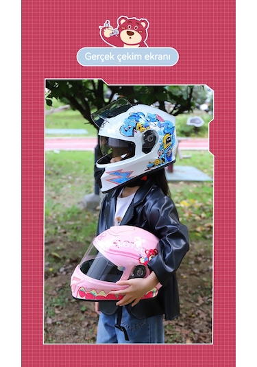 Eternal Luck Qk601 Sarı Ördek Desenli Tam Kapalı Çocuk Kaskı