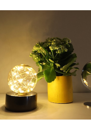 Siyah Ambiyans Led Masa Lambası Usb Şarjlı Siyah