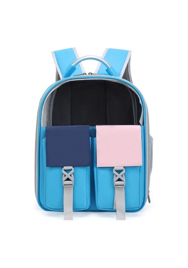 Evcil Hayvanlar Renkli Çift Omuz Çantası Kediler Ve Köpekler Kapsül Sırt Çantaları Taşıma Gezisi Model 6 Mavi