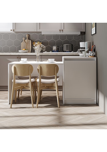 Milano Bar Masası Dolaplı Yüksek Mutfak Yemek Masası, Bar Masa