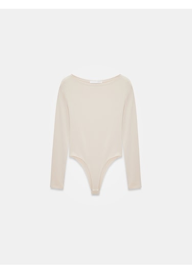 Dilvin 32549 Kayık Yaka Bodysuit-taş Taş