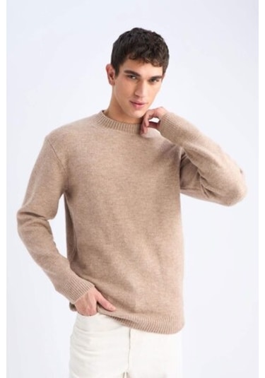 Defacto Relax Fit Bisiklet Yaka Triko Kazak E8390ax24cwbg300 Bej