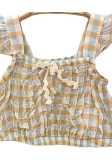 Kız Bebek Çocuk Üst Pütükare Askılı Şortlu Takım-13869 Bej