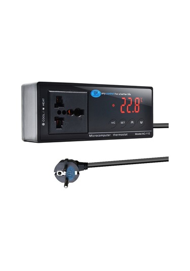 Vkemall Ac-112 Suya Dayanıklı Dijital Sıcaklık Kontrol Cihazı - Renkli Lcd Ekranlı Akvaryum Isıtma/soğutma Termostati Eu 220v